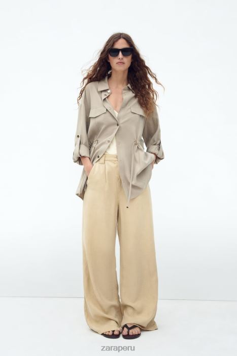 Zara mujer sobrecamisa con cintura ajustable BDP8J100 ropa arena