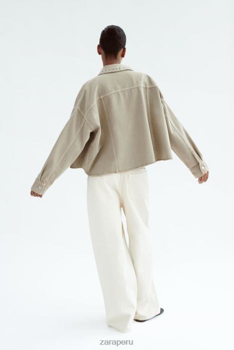 Zara mujer sobrecamisa corta con piercings BDP8J102 ropa arena