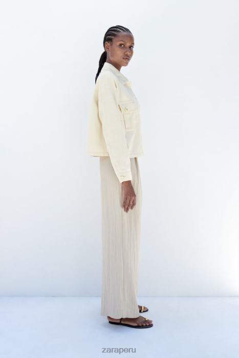 Zara mujer sobrecamisa de algodón con botones dorados BDP8J98 ropa crudo