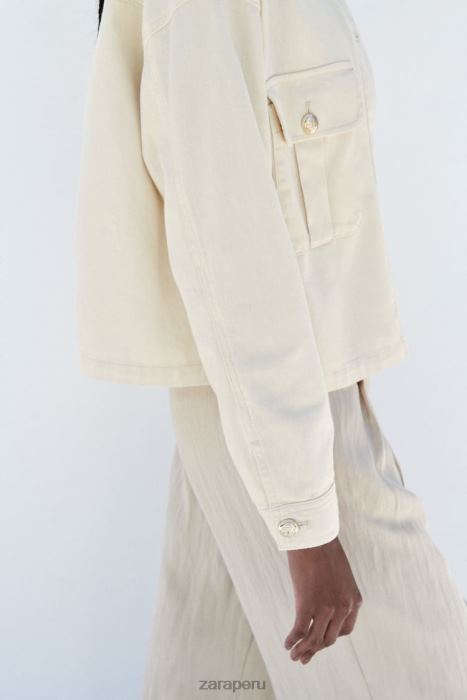 Zara mujer sobrecamisa de algodón con botones dorados BDP8J98 ropa crudo