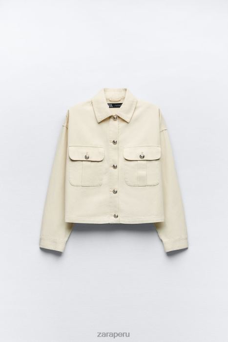 Zara mujer sobrecamisa de algodón con botones dorados BDP8J98 ropa crudo