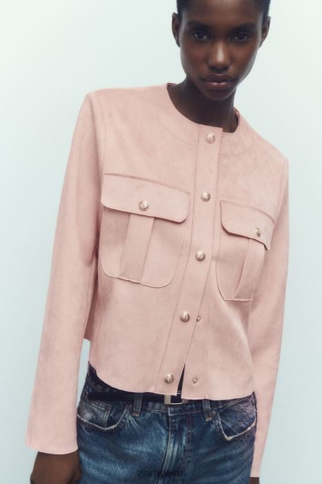 Zara mujer sobrecamisa de gamuza sintética BDP8J117 ropa rosa