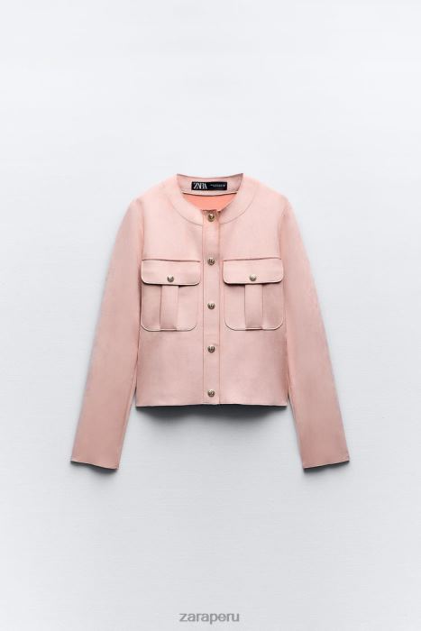 Zara mujer sobrecamisa de gamuza sintética BDP8J117 ropa rosa