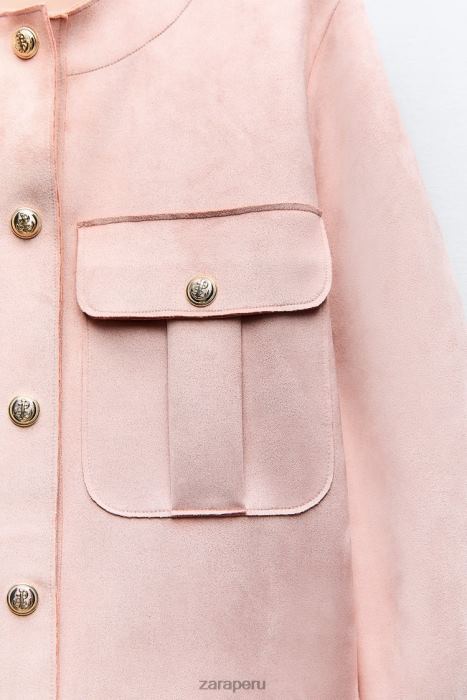 Zara mujer sobrecamisa de gamuza sintética BDP8J117 ropa rosa