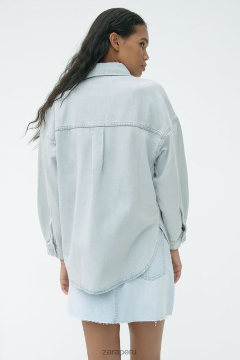 Zara mujer sobrecamisa de mezclilla con bolsillo de parche z1975 BDP8J121 ropa azul claro