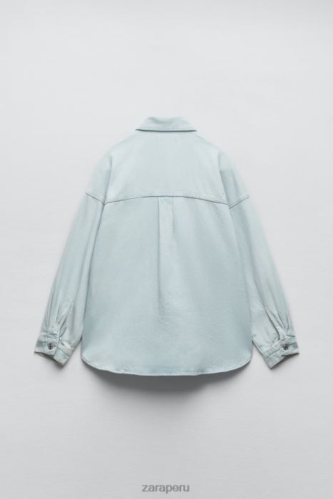 Zara mujer sobrecamisa de mezclilla con bolsillo de parche z1975 BDP8J121 ropa azul claro