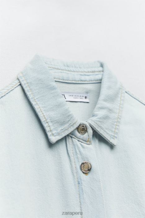 Zara mujer sobrecamisa de mezclilla con bolsillo de parche z1975 BDP8J121 ropa azul claro