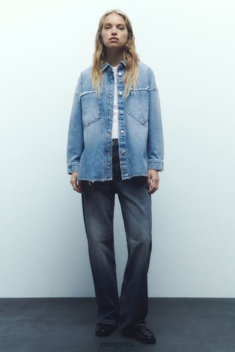 Zara mujer sobrecamisa de mezclilla oversize z1975 BDP8J69 ropa azul medio