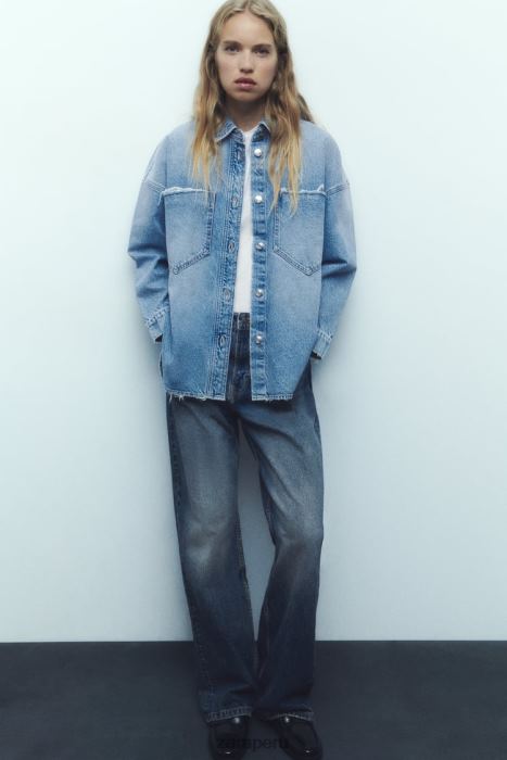 Zara mujer sobrecamisa de mezclilla oversize z1975 BDP8J69 ropa azul medio