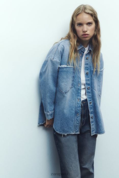 Zara mujer sobrecamisa de mezclilla oversize z1975 BDP8J69 ropa azul medio