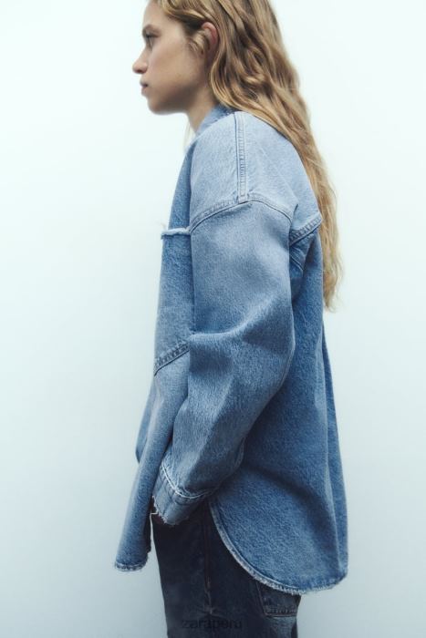 Zara mujer sobrecamisa de mezclilla oversize z1975 BDP8J69 ropa azul medio