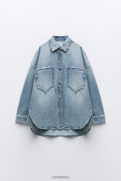Zara mujer sobrecamisa de mezclilla oversize z1975 BDP8J69 ropa azul medio