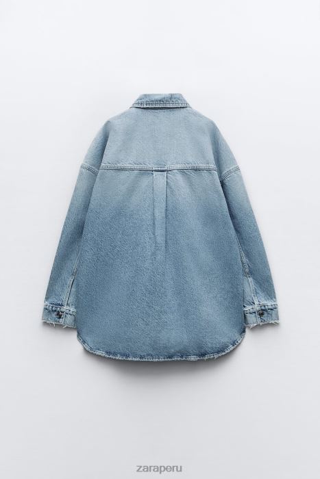 Zara mujer sobrecamisa de mezclilla oversize z1975 BDP8J69 ropa azul medio
