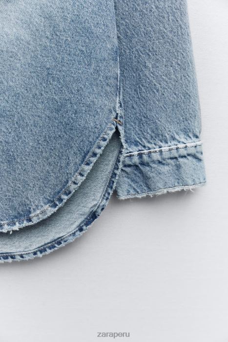 Zara mujer sobrecamisa de mezclilla oversize z1975 BDP8J69 ropa azul medio