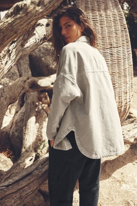 Zara mujer sobrecamisa oversize con bolsillos BDP8J59 ropa caqui medio