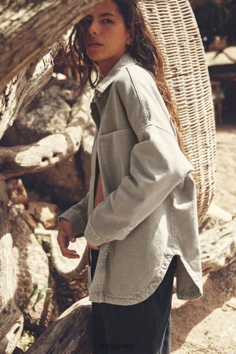 Zara mujer sobrecamisa oversize con bolsillos BDP8J59 ropa caqui medio