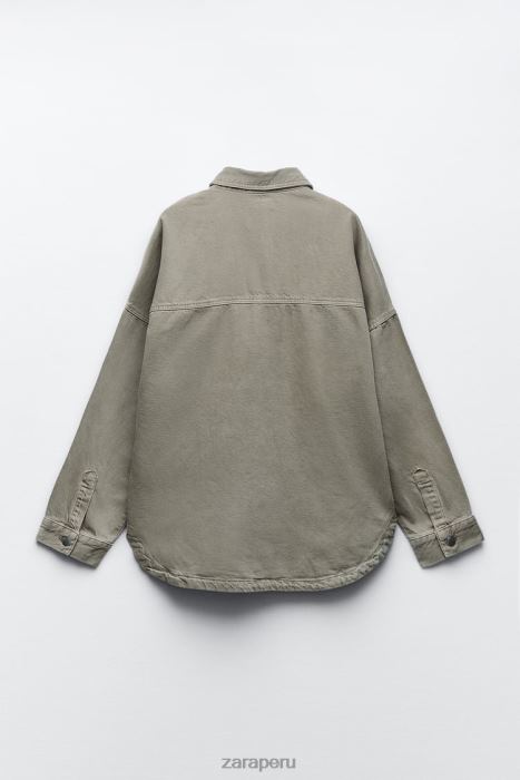 Zara mujer sobrecamisa oversize con bolsillos BDP8J59 ropa caqui medio