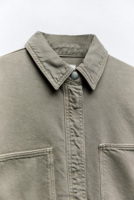 Zara mujer sobrecamisa oversize con bolsillos BDP8J59 ropa caqui medio