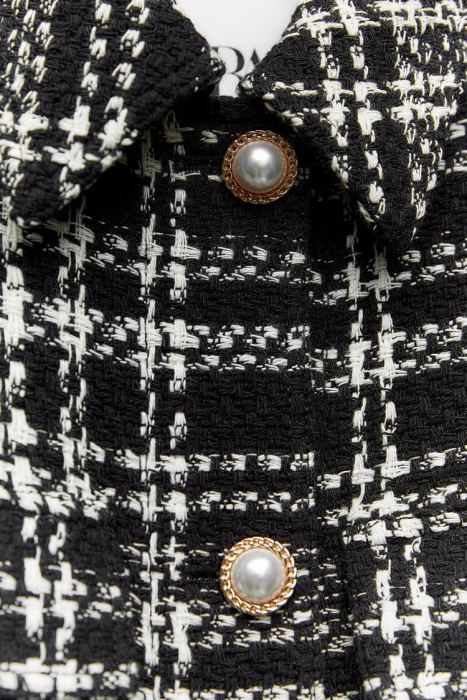 Zara mujer sobrecamisa texturizada a cuadros BDP8J8 ropa negro/crudo