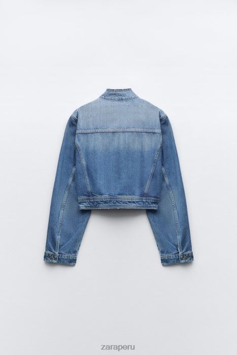 Zara mujer z1975 chaqueta vaquera corta deshilachada BDP8J124 ropa azul medio