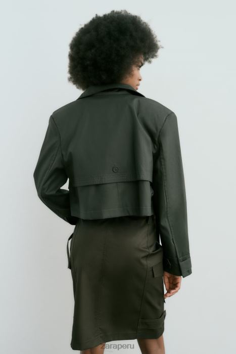 Zara mujer zanja de cultivo encerada BDP8J61 ropa caqui oscuro