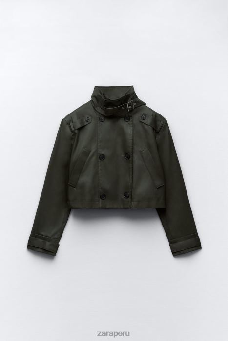 Zara mujer zanja de cultivo encerada BDP8J61 ropa caqui oscuro