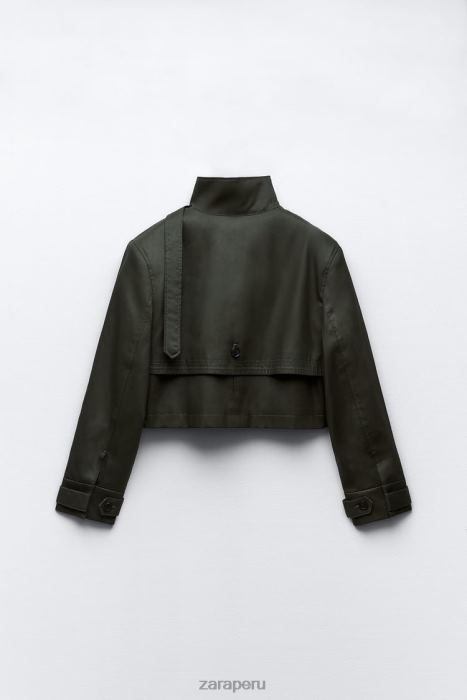 Zara mujer zanja de cultivo encerada BDP8J61 ropa caqui oscuro