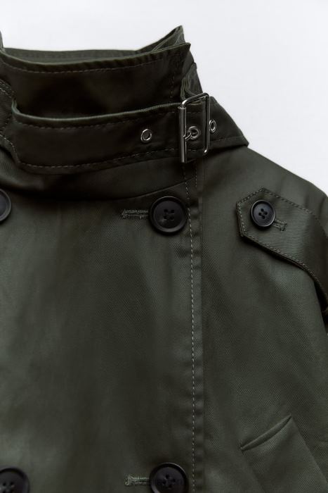 Zara mujer zanja de cultivo encerada BDP8J61 ropa caqui oscuro