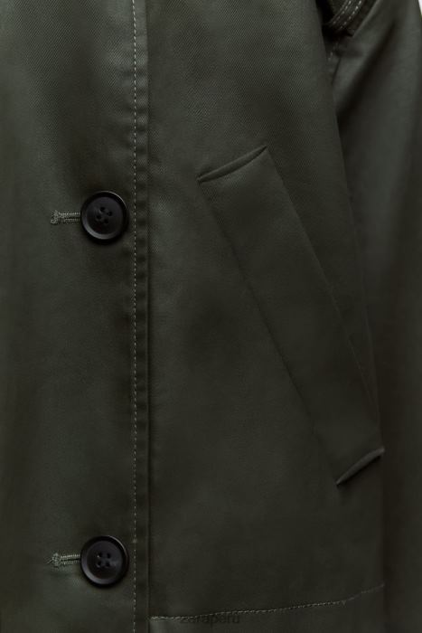 Zara mujer zanja de cultivo encerada BDP8J61 ropa caqui oscuro