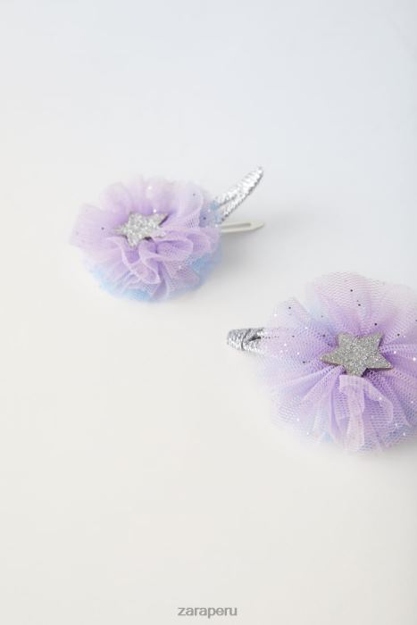 Zara niños Paquete de dos pasadores de pelo para disfraz de tul. BDP8J1611 accesorios color de malva