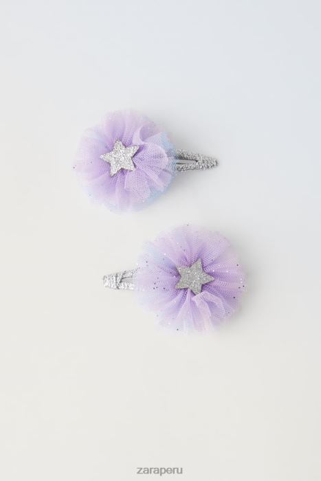 Zara niños Paquete de dos pasadores de pelo para disfraz de tul. BDP8J1611 accesorios color de malva