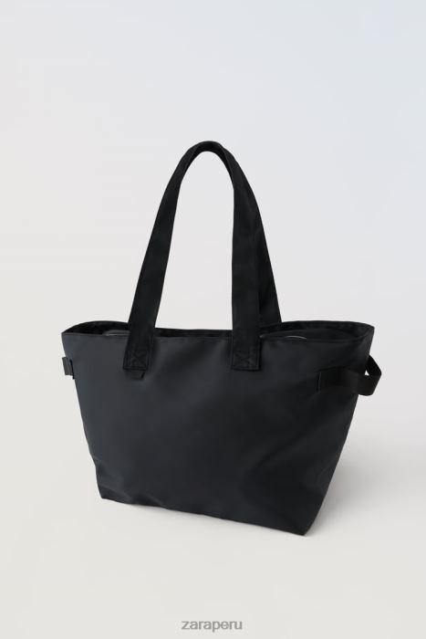 Zara niños bolso tote con bolso interior BDP8J1527 accesorios negro