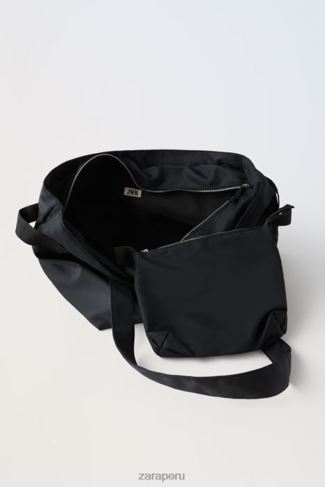 Zara niños bolso tote con bolso interior BDP8J1527 accesorios negro