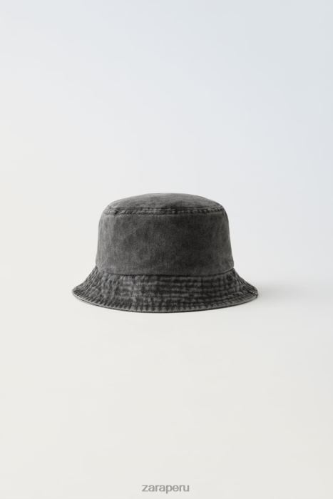 Zara niños sombrero de pescador de mezclilla con etiqueta BDP8J1541 accesorios negro