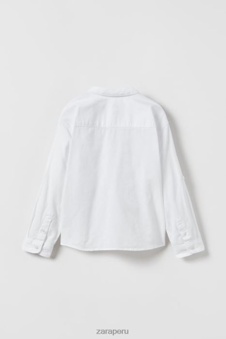 Zara niños camisa de mezcla de lino BDP8J1618 ropa blanco
