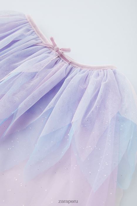 Zara niños capa de disfraz de tul con volantes BDP8J1607 ropa color de malva