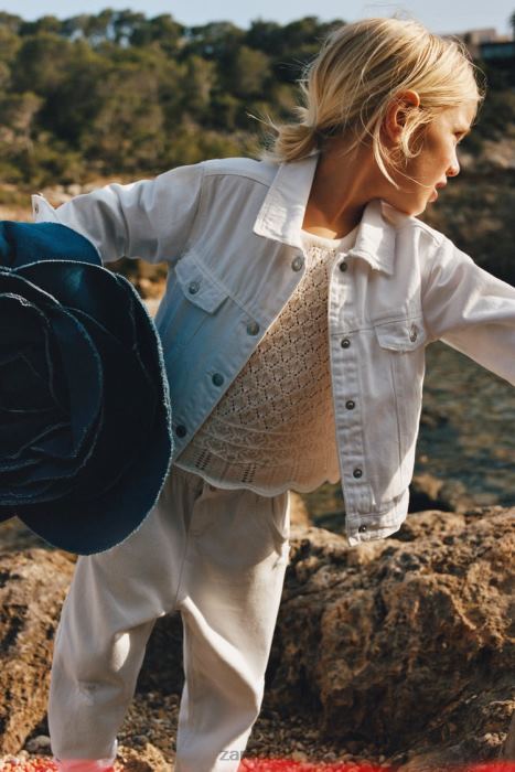 Zara niños los vaqueros auténticos BDP8J1619 ropa blanco