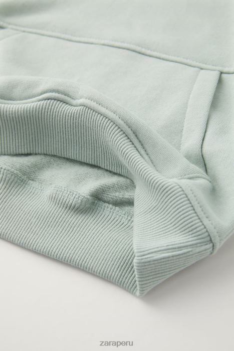 Zara niños Conjunto de sudadera y leggings de canalé a juego BDP8J1563 ropa verde medio
