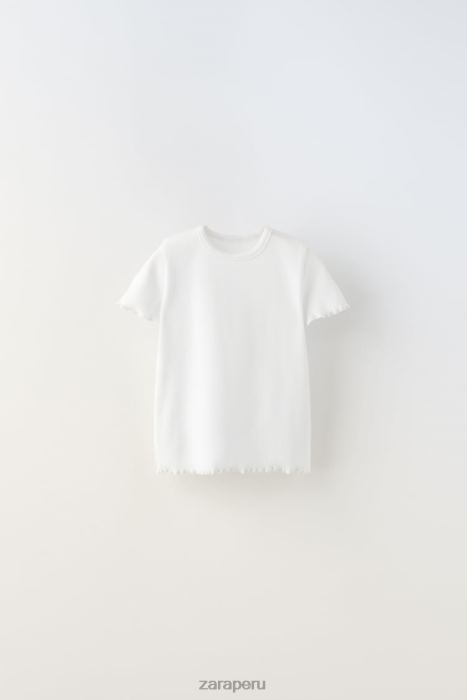 Zara niños camiseta básica de canalé BDP8J1571 ropa blanco