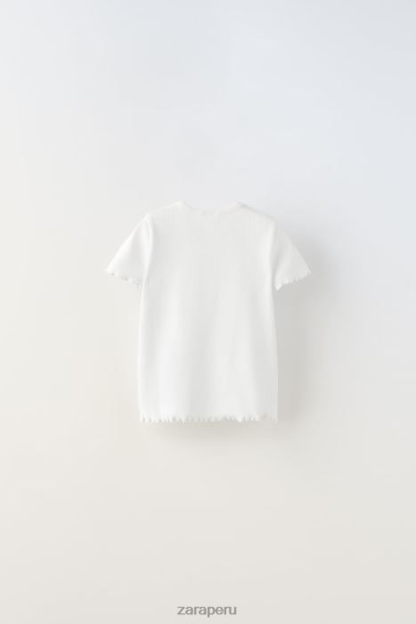 Zara niños camiseta básica de canalé BDP8J1571 ropa blanco