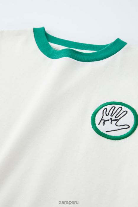 Zara niños camiseta java jacobs BDP8J1519 ropa ostra blanca