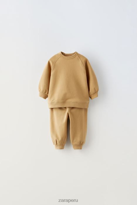 Zara niños conjunto sudadera y pantalon BDP8J1574 ropa marrón topo