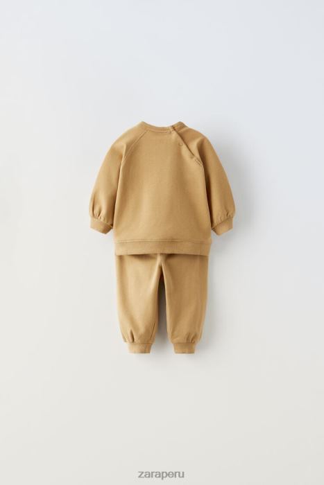 Zara niños conjunto sudadera y pantalon BDP8J1574 ropa marrón topo
