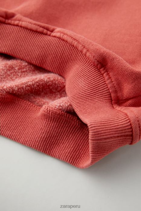 Zara niños sudadera con costuras lavadas BDP8J1555 ropa naranja roja