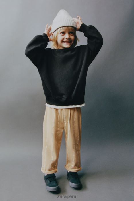 Zara niños sudadera con piezas BDP8J1554 ropa negro