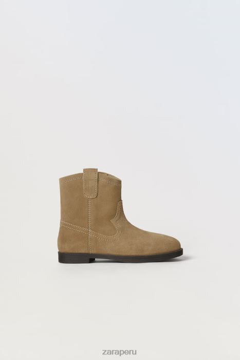 Zara niños botines cowboy de piel BDP8J1616 calzado beige